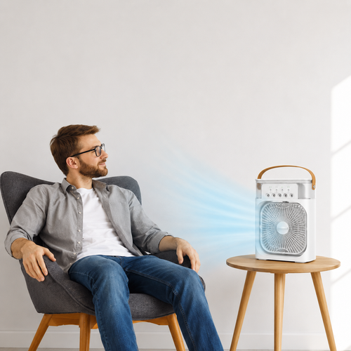 Frescura al Instante - Ventilador Eléctrico Con Humidificador